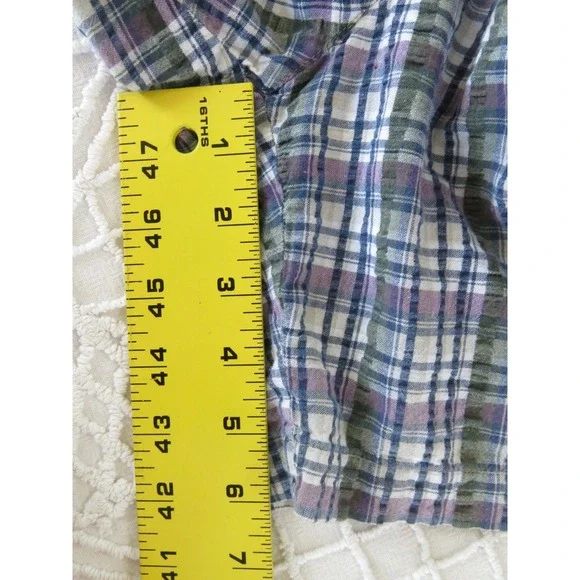Vintage 90s Ericka & Co Madras Plaid Cotton Baggy Long Shorts Drawstring Small - Picture 4 of 6